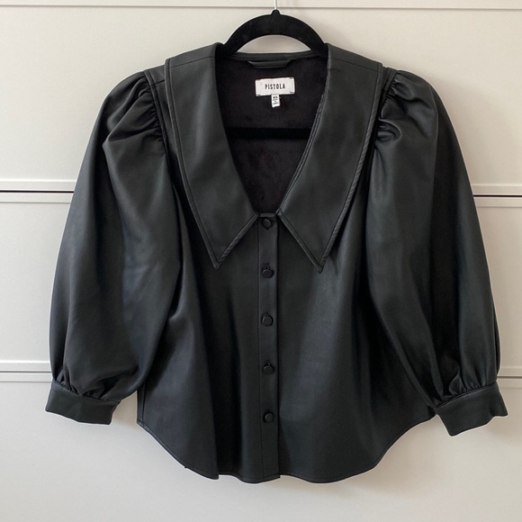 Pistola Faux leather button up blouse - Picture 6 of 9